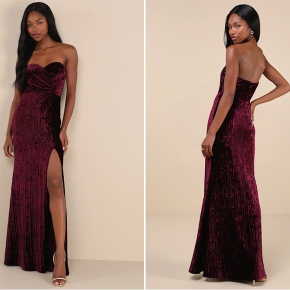 LULU's Prom Wedding Special Event Modern Chic Sexy Velvet Maxi Dress - Picture 5 of 5